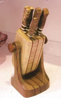 knives in gimballed (tilting) holder